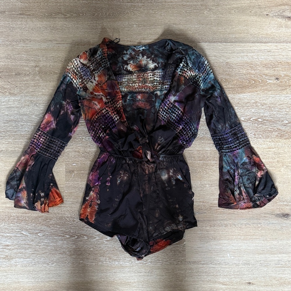 Colorful Tie-Dye Long Sleeve Romper